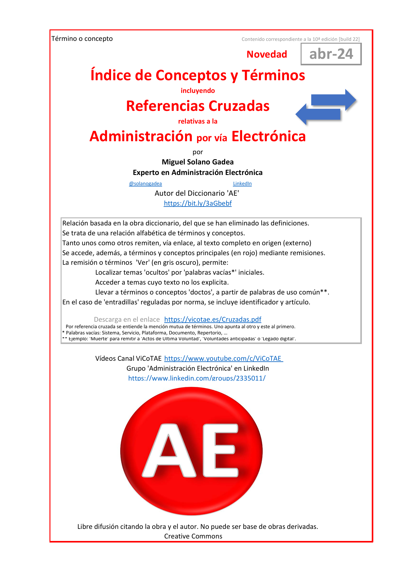 Referencias cruzadas al Diccionario AE 10ª Edición